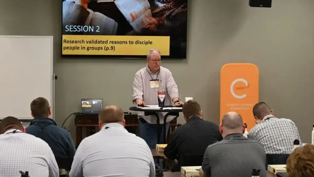 Ken Braddy, director of Sunday School and network partnerships for Lifeway Christian Resources, speaks at the Alabama Baptist State Board of Missions facility in Prattville.