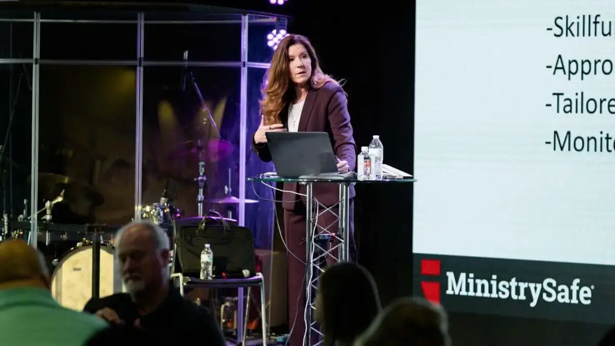 Attorney Kimberlee Norris, a Fort Worth attorney and co-founder of MinistrySafe, directs a workshop at First Baptist Church Trussville