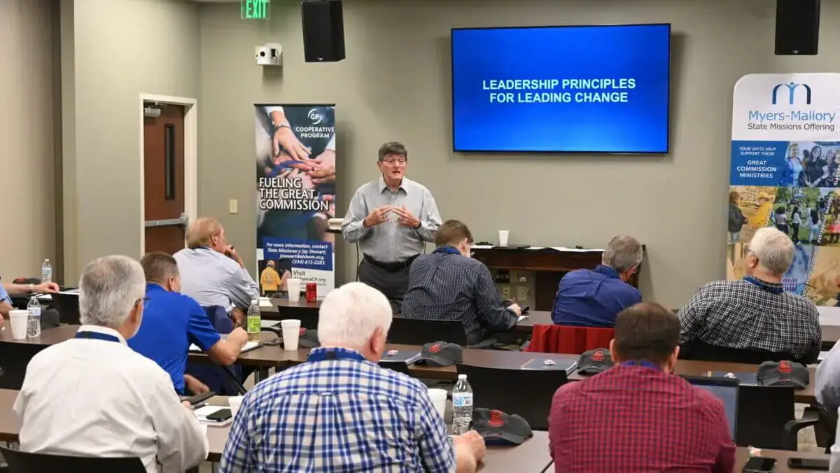 Dan Garland presents at an Intentional Leaders event at the Alabama Baptist State Board of Missions office in Prattville