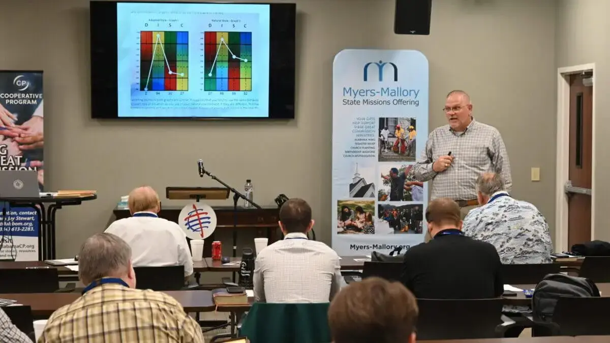 Tim Coleman, pastor of First Baptist Church Winfield, directs a session of the Intentional Leader Series