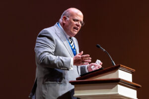 Craig Carlisle, state convention president, speaks from the pulpit at the Alabama Baptist State Convention annual meeting