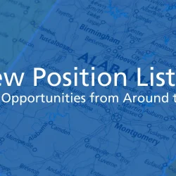 Blue background with white text, "New Position Listed: Ministry Opportunities from Around the State"